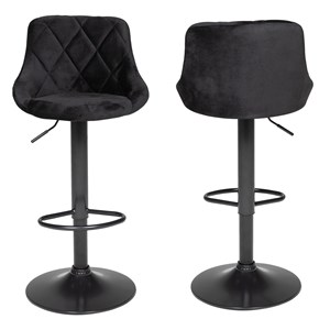 Lot de 2 tabourets de bar en velours noir robin