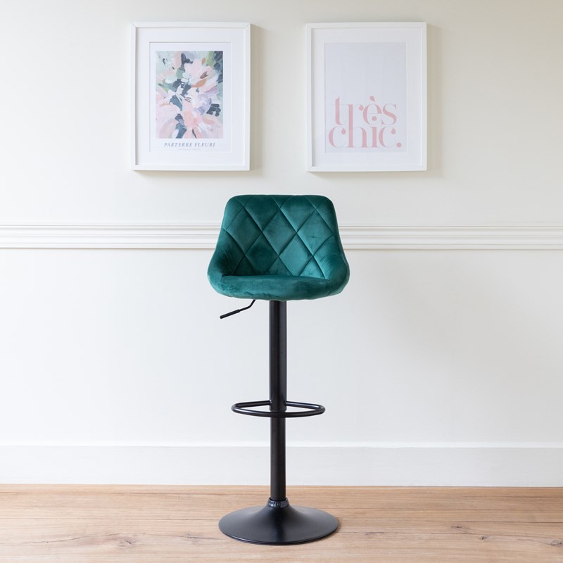 Tabouret de bar en velours vert robin