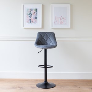 Tabouret de bar en velours gris robin