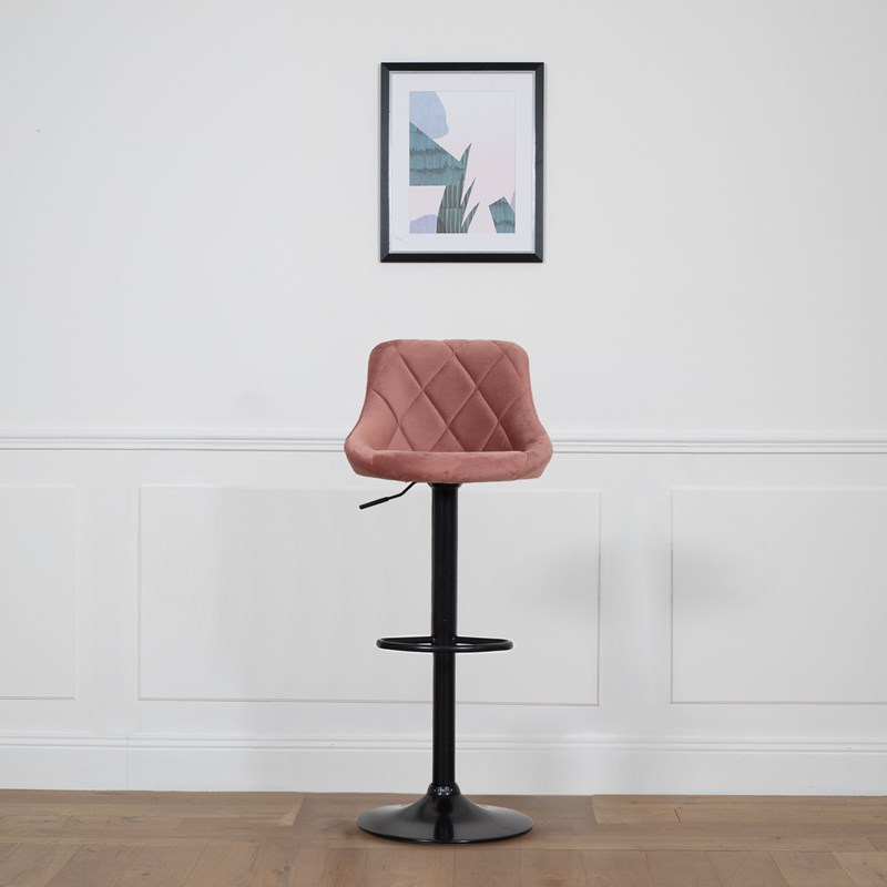 Happy Garden - Tabouret de bar en velours rose robin