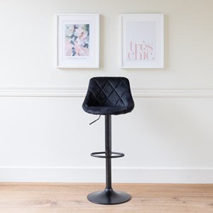 Tabouret de bar en velours noir robin
