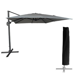 Parasol déporté molokai carré 3x3m gris + housse