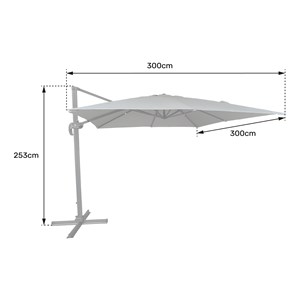 Parasol déporté molokai carré 3x3m taupe + housse