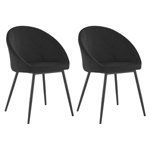 Lot de 2 chaises vintage diane velours noir