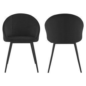 Lot de 2 chaises vintage diane velours noir