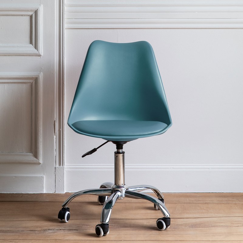 Happy Garden - Chaise de bureau réglable en hauteur bleue anne