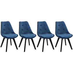 Lot de 4 chaises en velours nora bleues avec coussin
