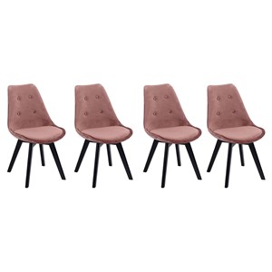 Lot de 4 chaises en velours nora roses avec coussin