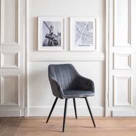 Chaise en velours bertille grise