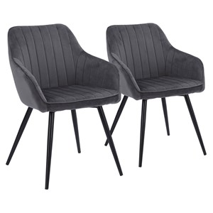 Lot de 2 chaises en velours bertille grises