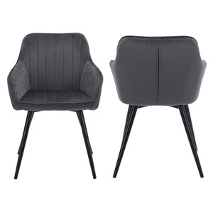 Lot de 2 chaises en velours bertille grises