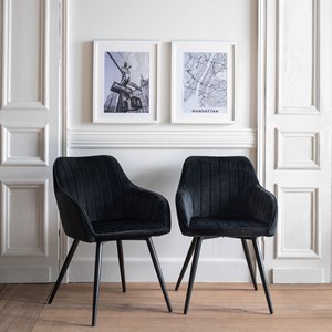 Lot de 2 chaises en velours bertille noires