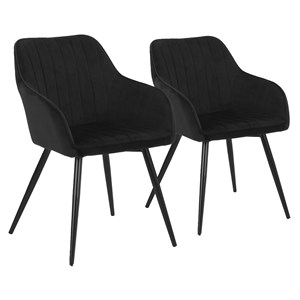 Lot de 2 chaises en velours bertille noires