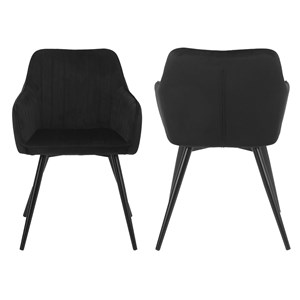Lot de 2 chaises en velours bertille noires