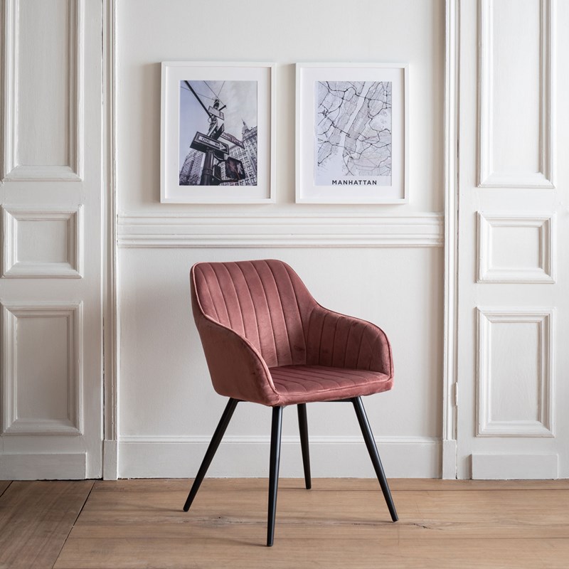 Happy Garden - Chaise en velours bertille rose