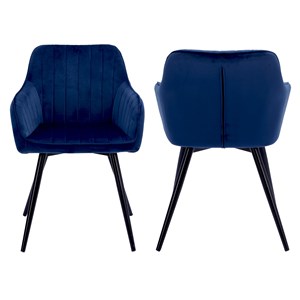 Chaise en velours bertille bleue