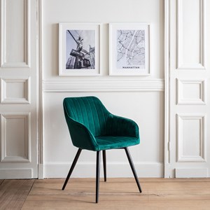 Chaise en velours bertille verte