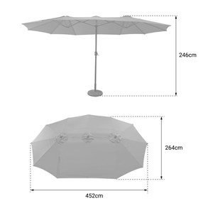 Parasol double 2,7x4,6m linai taupe
