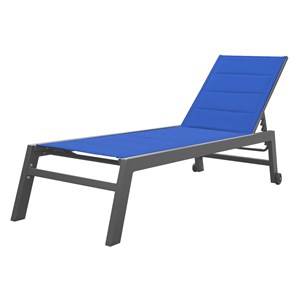 Bain de soleil barbados en textilène bleu foncé - aluminium anthracite