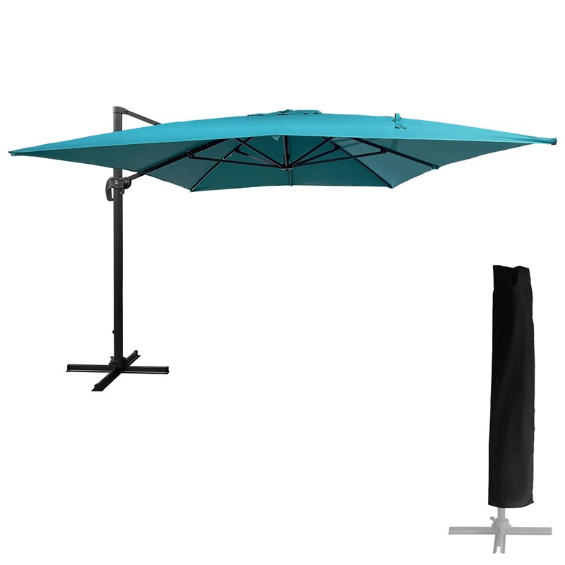 Happy Garden - Parasol déporté molokai rectangulaire 3x4m bleu + housse