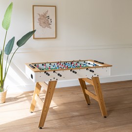 Baby-foot 120cm blanc et bois