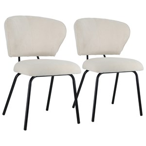 Lot de 2 chaises en velours côtelé beige nilsa