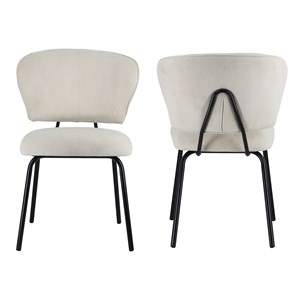 Lot de 2 chaises en velours côtelé beige nilsa