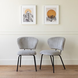 Lot de 2 chaises en velours côtelé gris clair nilsa