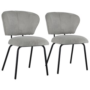 Lot de 2 chaises en velours côtelé gris clair nilsa