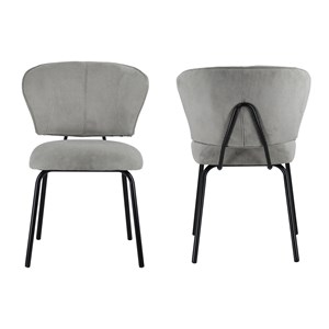 Lot de 2 chaises en velours côtelé gris clair nilsa