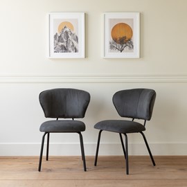 Lot de 2 chaises en velours côtelé gris foncé nilsa