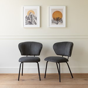 Lot de 2 chaises en velours côtelé gris foncé nilsa