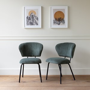 Lot de 2 chaises en velours côtelé vertes nilsa