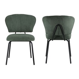 Lot de 2 chaises en velours côtelé vertes nilsa