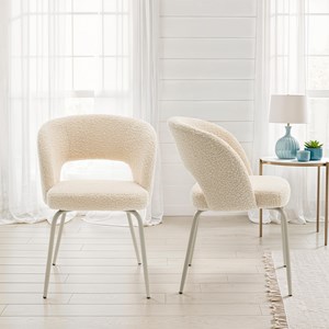 Lot de 2 chaises en tissu boucle beige flavia