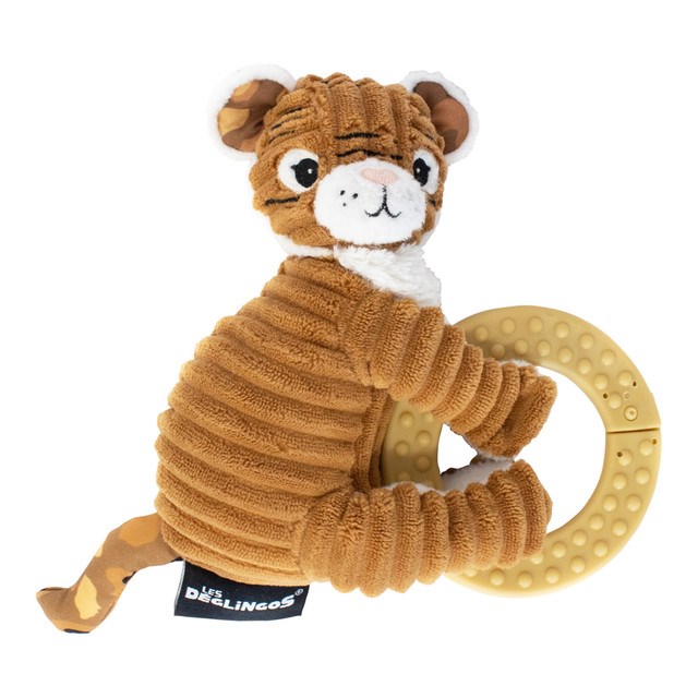 LES DEGLINGOS - Peluche tigre à mâchouiller déglingos