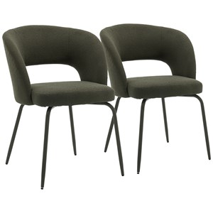 Lot de 2 chaises en tissu boucle vert flavia