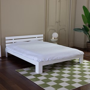 Lit en bois avec tête de lit 160x200cm blanc finn