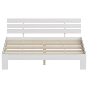 Lit en bois avec tête de lit 160x200cm blanc finn