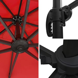 Parasol déporté molokai carré 3x3m rouge + housse