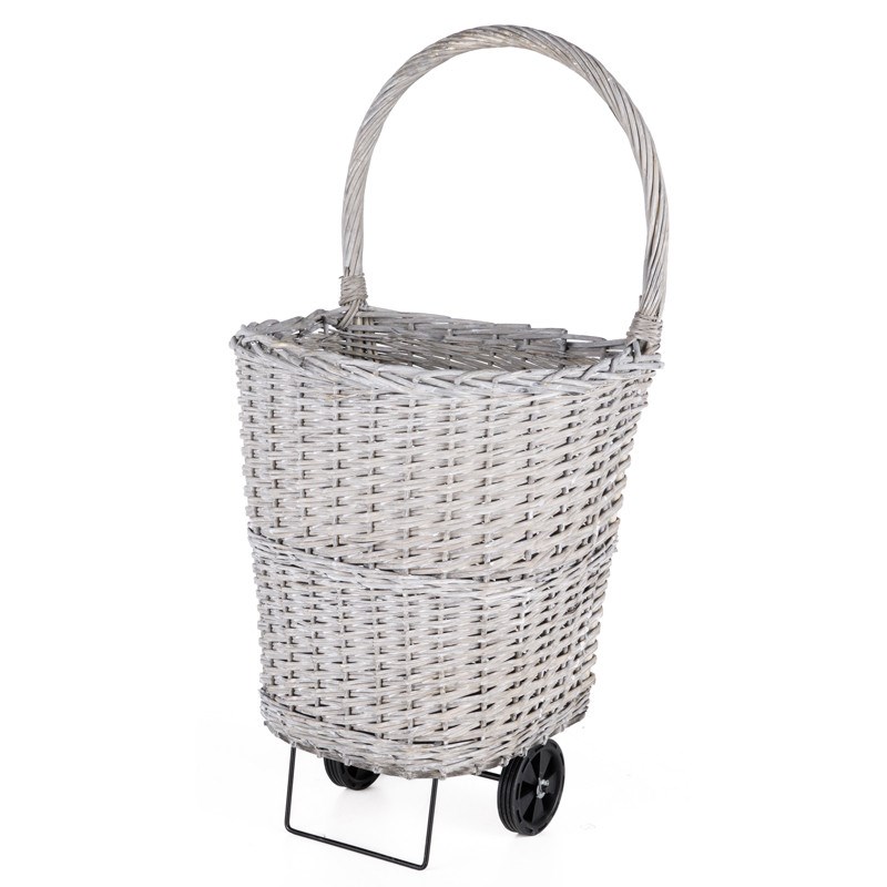 Chariot à bûches en osier et acier