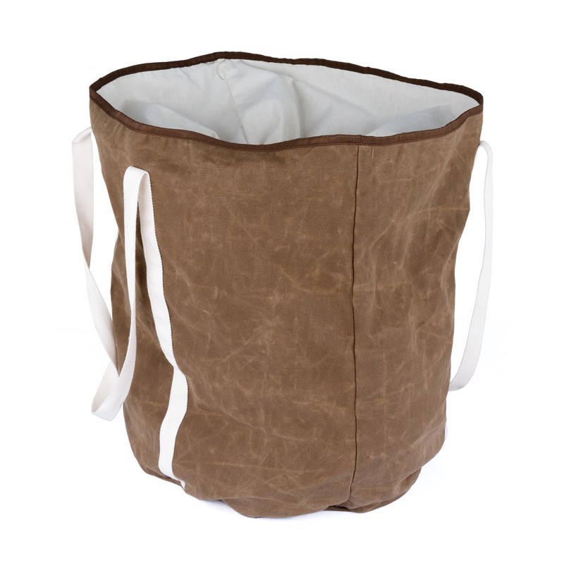 Sac à bûches rond en coton enduit