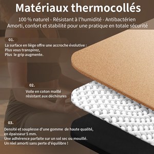 Tapis yoga liège main de mudra 5mm