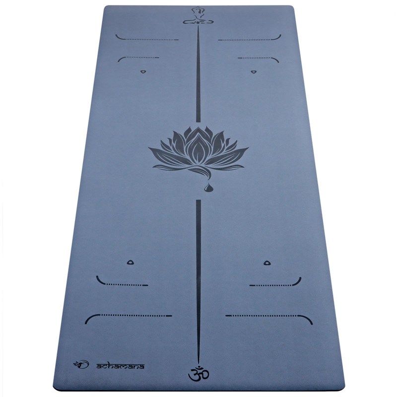 Tapis de yoga épais pu 6mm lotus bleu