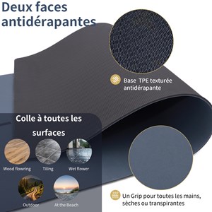 Tapis de yoga épais pu 6mm lotus bleu