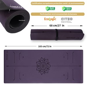 Tapis yoga épais pu 6mm chakras violet