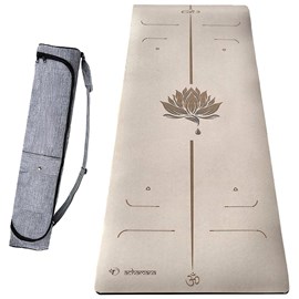 Tapis de yoga pu 6mm lotus beige + sac