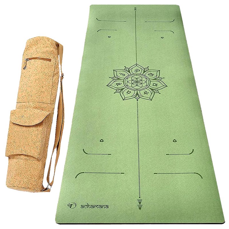 Tapis de yoga pu 6mm chakras vert + sac