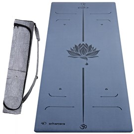 Tapis de yoga pu 6mm lotus bleu + sac