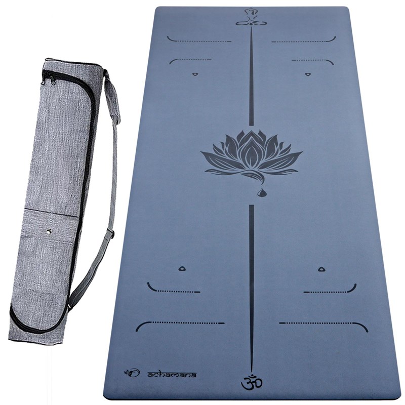 Tapis de yoga pu 6mm lotus bleu + sac
